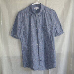 Gap Blue Button Shirt with Sail Boat Pattern
